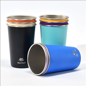 Stainless Steel Cups 16oz - Colorful Stackable Metal Drinking Glasses for Camping, Travel